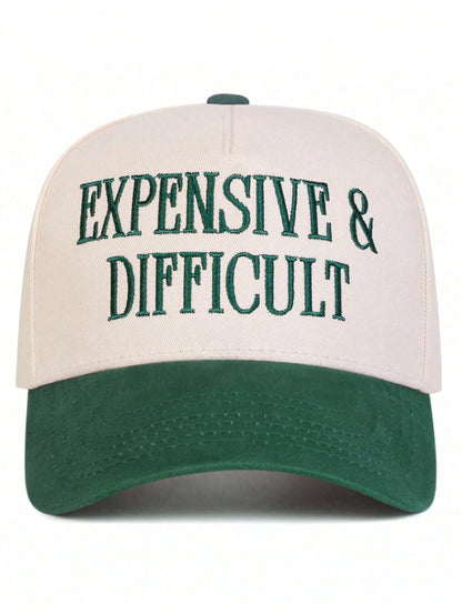 BONNY BOOM 1pc Women's "Expensive & Difficult" Embroidered Letter Trucker Hat, Casual Baseball Cap, Suitable For Spring/Autumn, Streetwear, Travel, Beach Vacation