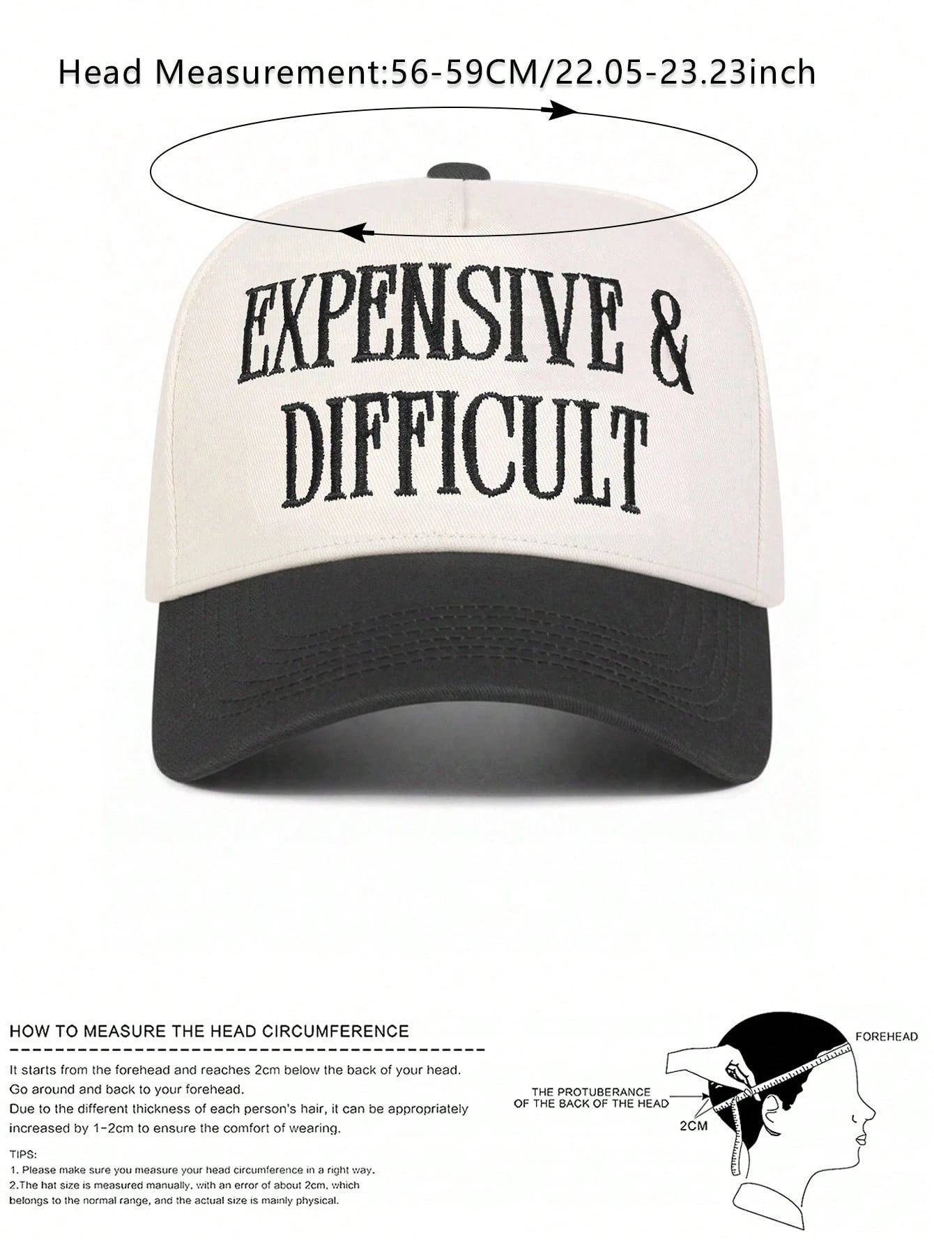 BONNY BOOM 1pc Women's "Expensive & Difficult" Embroidered Letter Trucker Hat, Casual Baseball Cap, Suitable For Spring/Autumn, Streetwear, Travel, Beach Vacation