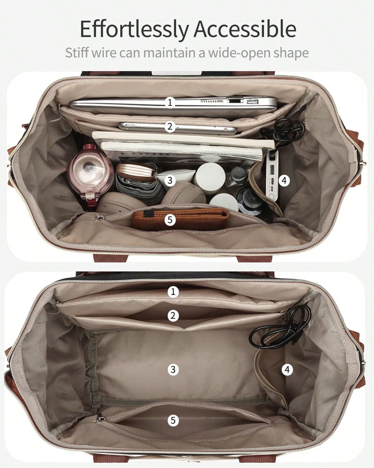 Bookbag For Women Laptop Backpack, Teacher Nurse Work Computer Bags Cup Holder&USB Charger For Travel, School College Back Pack For Girls, 15" Fashionable Waterproof Lightweight Backpack Suitable For