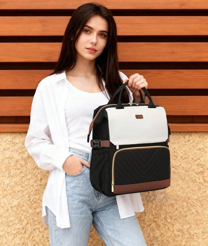 Bookbag For Women Laptop Backpack, Teacher Nurse Work Computer Bags Cup Holder&USB Charger For Travel, School College Back Pack For Girls, 15" Fashionable Waterproof Lightweight Backpack Suitable For