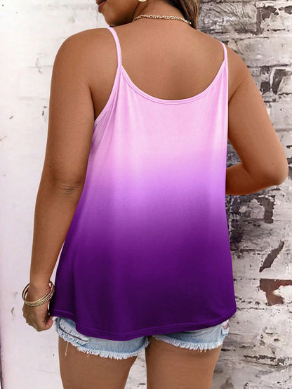 Breezaya Plus Size Women Casual Camisole, Ombre Print With Chain Strap Camisole Top