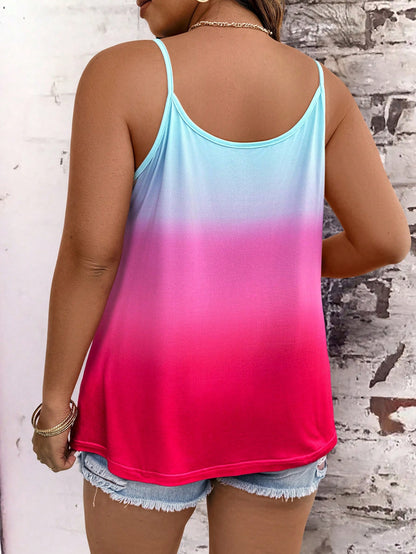 Breezaya Plus Size Women Casual Camisole, Ombre Print With Chain Strap Camisole Top