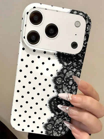 Brown Sugar Lace Polka Dots Pattern Stylish And Comfortable Two-In-One Phone Case With A Large Hole Design And Full-Coverage Soft Shell Is An Ideal Gift For Friends And Family. It's Compatible With IP
