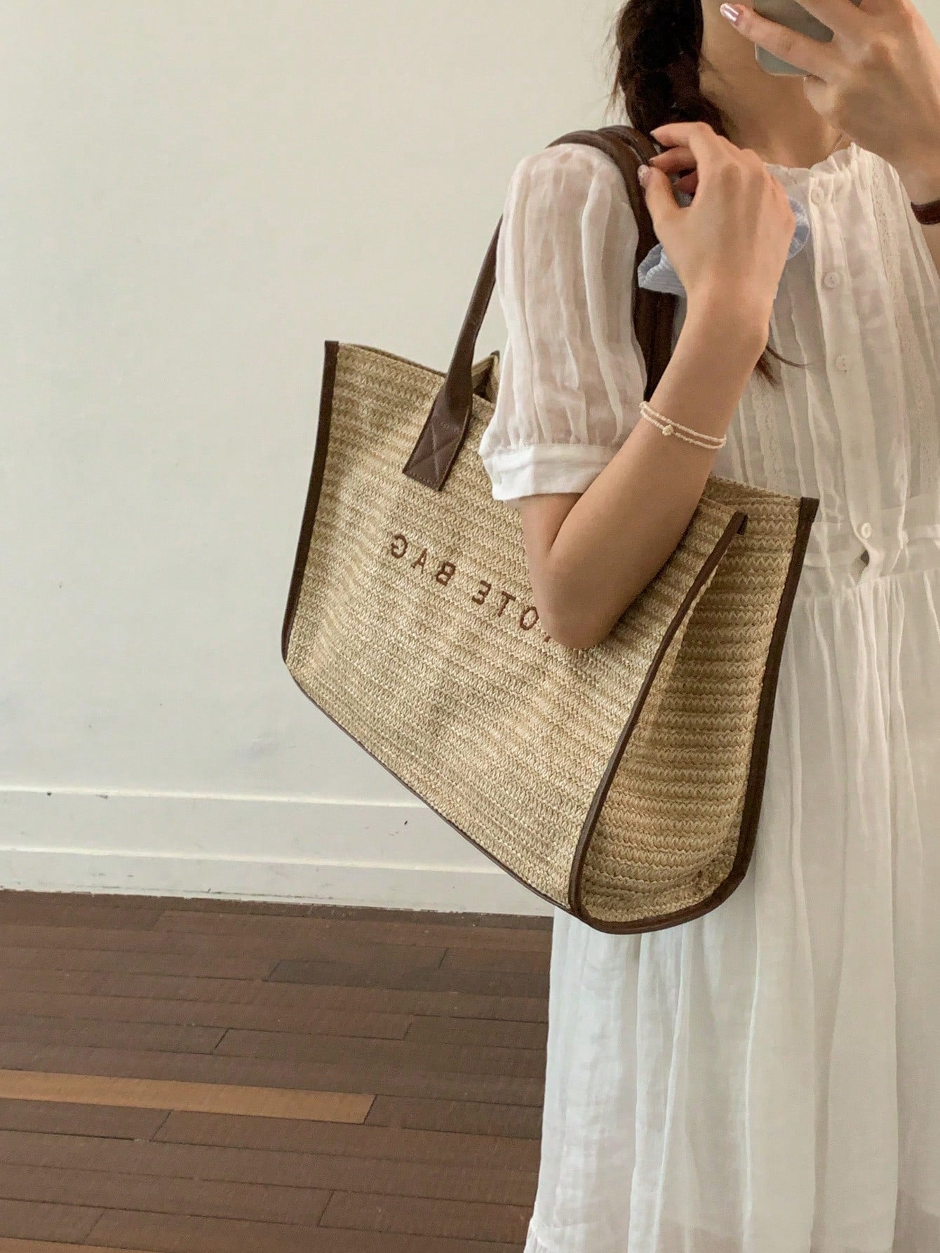 Brown Transparent Plastic Cover Shoulder Tote Bag, Waterproof Glossy Minimalist Letter Pattern Handbag, Suitable For Office Daily Shopping