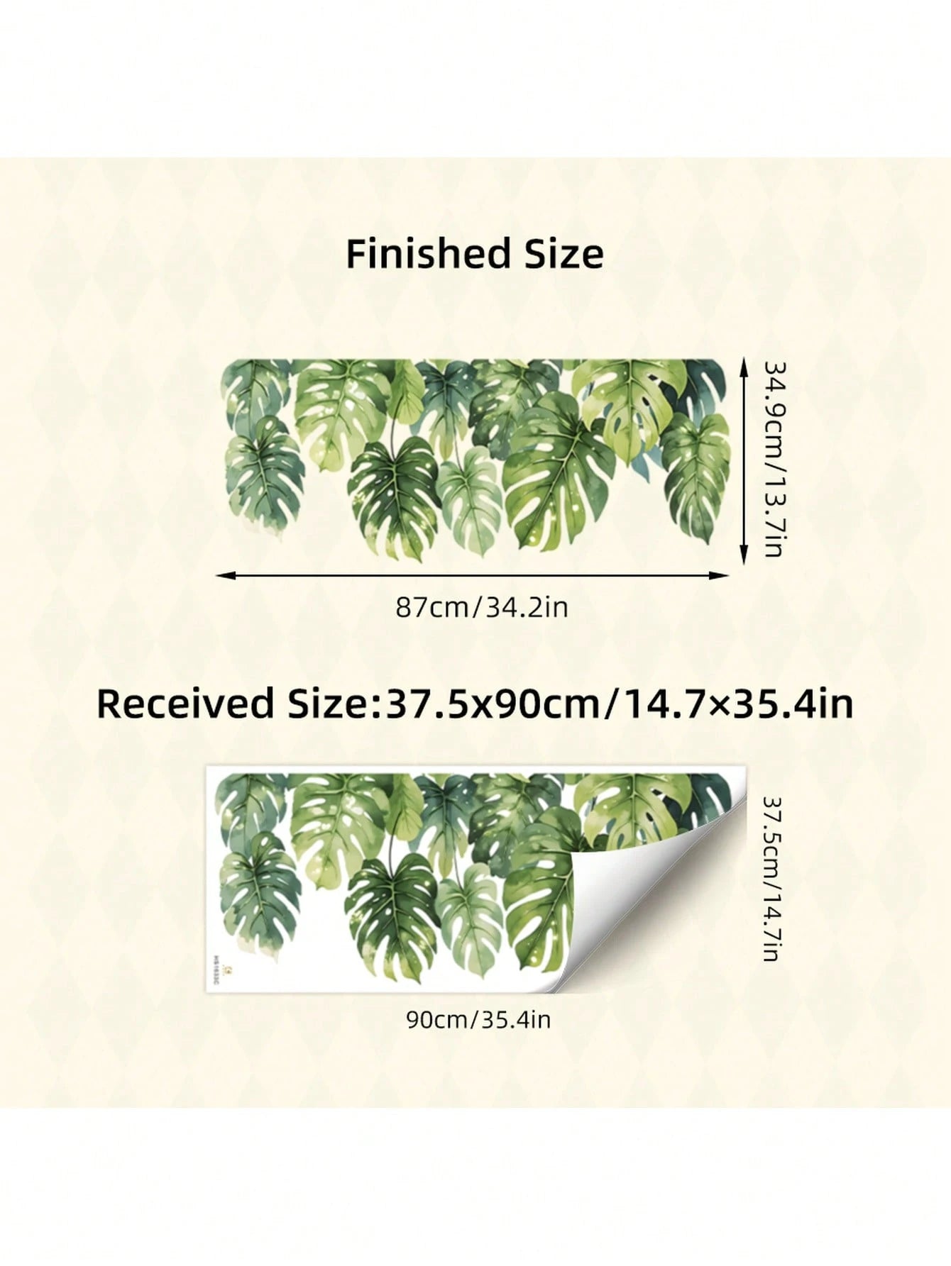 BRUP 1/2 Sheets/Set Lively Green Monstera Leaf Wall Decals| Tropical Jungle Nursery Stickers For Girls Room Wall Art| Self-Adhesive Kids Room Decor