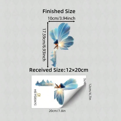 BRUP 1PC Glow In The Dark Whimsical Fairy Night Light Sticker Blue Glow Violinist Serenading Cottagecor Self-Adhesive Decal For Bedroom Living Room Nursery