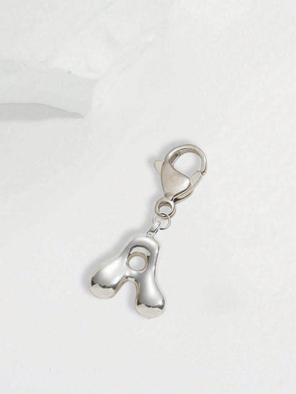 Bubble Silver Letter Cute Necklace Pendant Bag Charm- Lucky Crystal Pendant, Letter A-Z, Best Match For Spring/Summer, Shiny Alloy Bag Charm- Perfect Gift