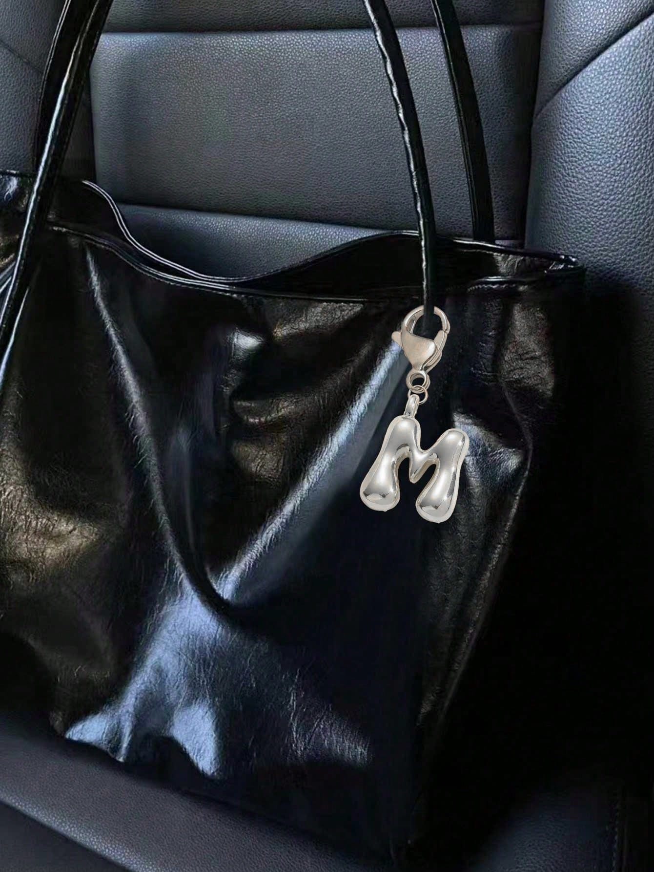 Bubble Silver Letter Cute Necklace Pendant Bag Charm- Lucky Crystal Pendant, Letter A-Z, Best Match For Spring/Summer, Shiny Alloy Bag Charm- Perfect Gift