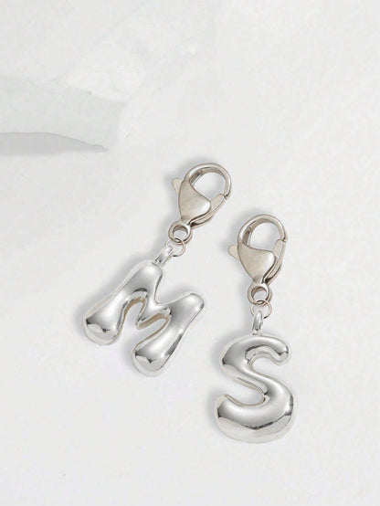 Bubble Silver Letter Cute Necklace Pendant Bag Charm- Lucky Crystal Pendant, Letter A-Z, Best Match For Spring/Summer, Shiny Alloy Bag Charm- Perfect Gift