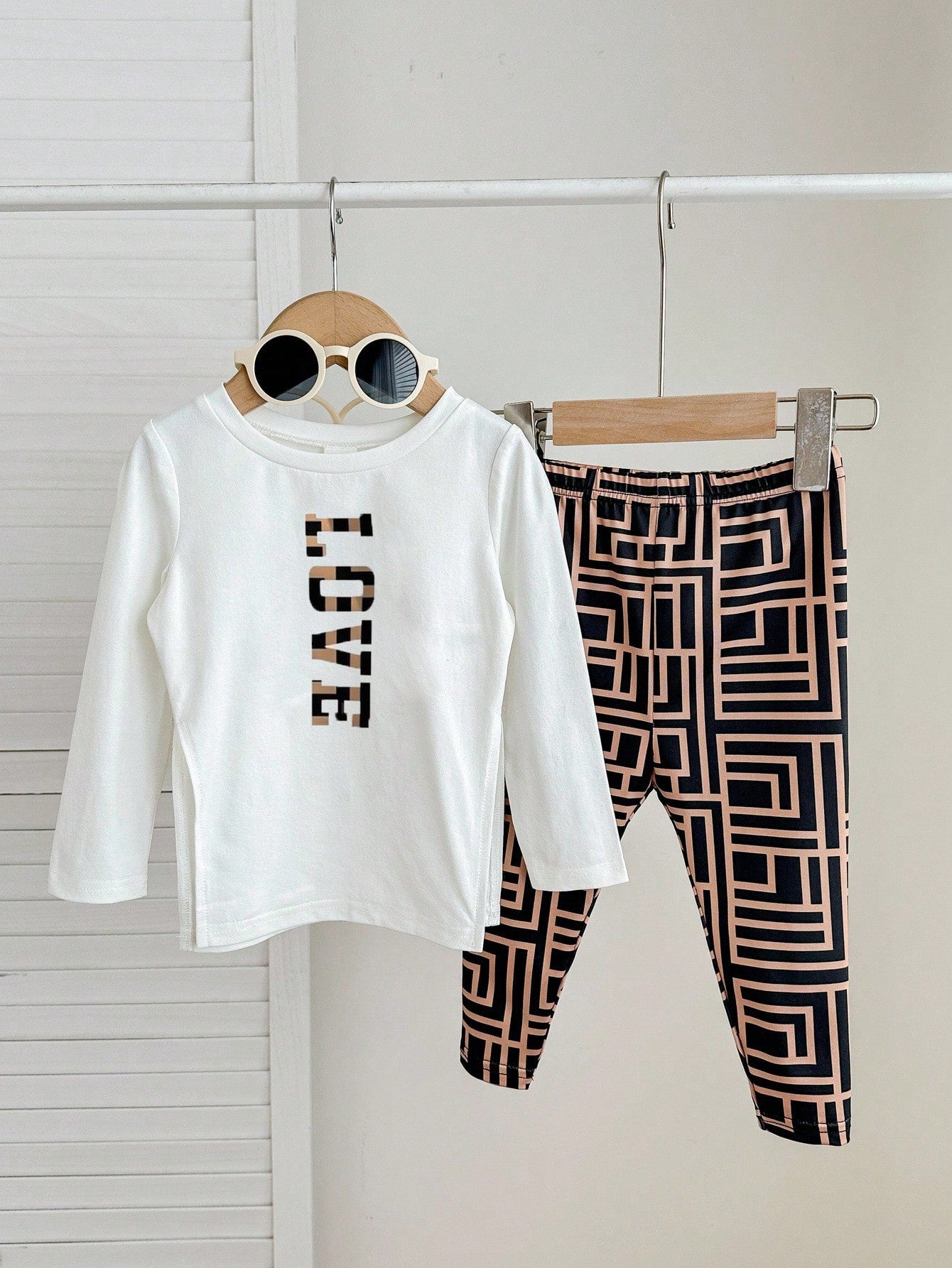 Bubblio Baby Girl White Autumn Cute Holiday Knit Set,Bear Print Long Sleeve Top & Geometric Pattern Leggings,2pcs Streetwear Winter Outfits,Love Is Kind