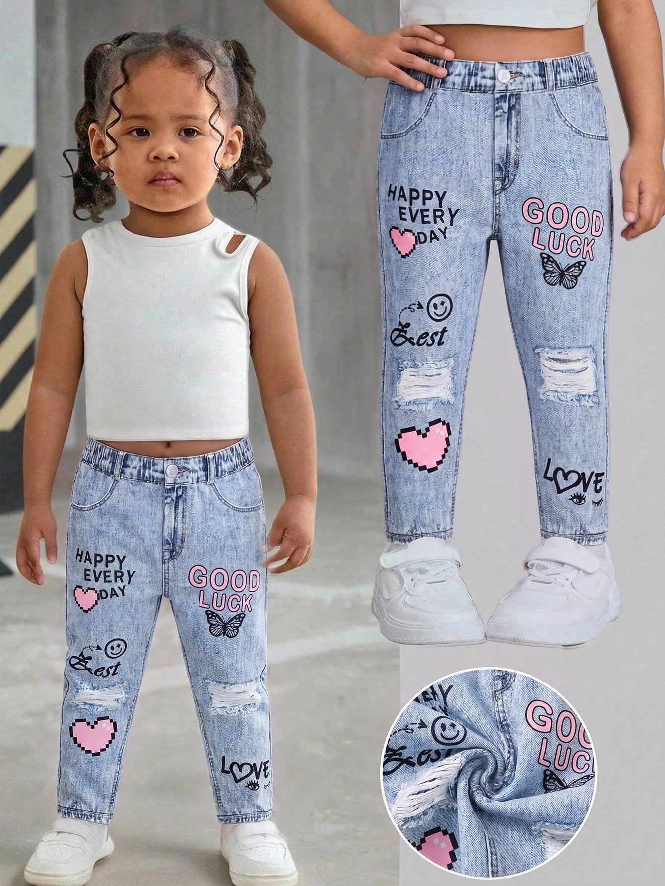 Bubblio Babygirl Cute Street Style Graphic Print Elastic Waist Pants