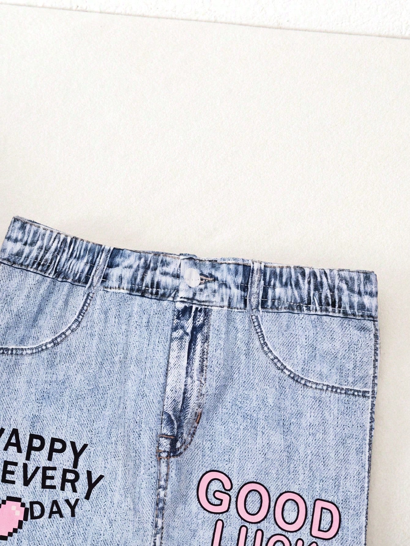 Bubblio Babygirl Cute Street Style Graphic Print Elastic Waist Pants