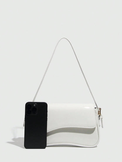 Burgundy Bag Minimalist Solid Color Women's Shoulder Bag PU Leather Texture Suitable For Work, Business, Commuting