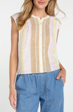 Button Front Dolman Sleeve Blouse Neapolitan