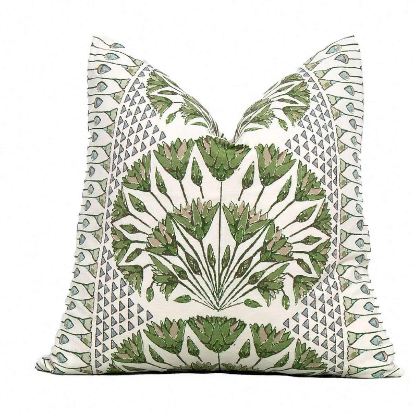 Cairo Green And White Decorative Pillow Cover 18x18 Inch, 20x20 Inch, Euro Shams, Lumbar Size, Pillow Cover