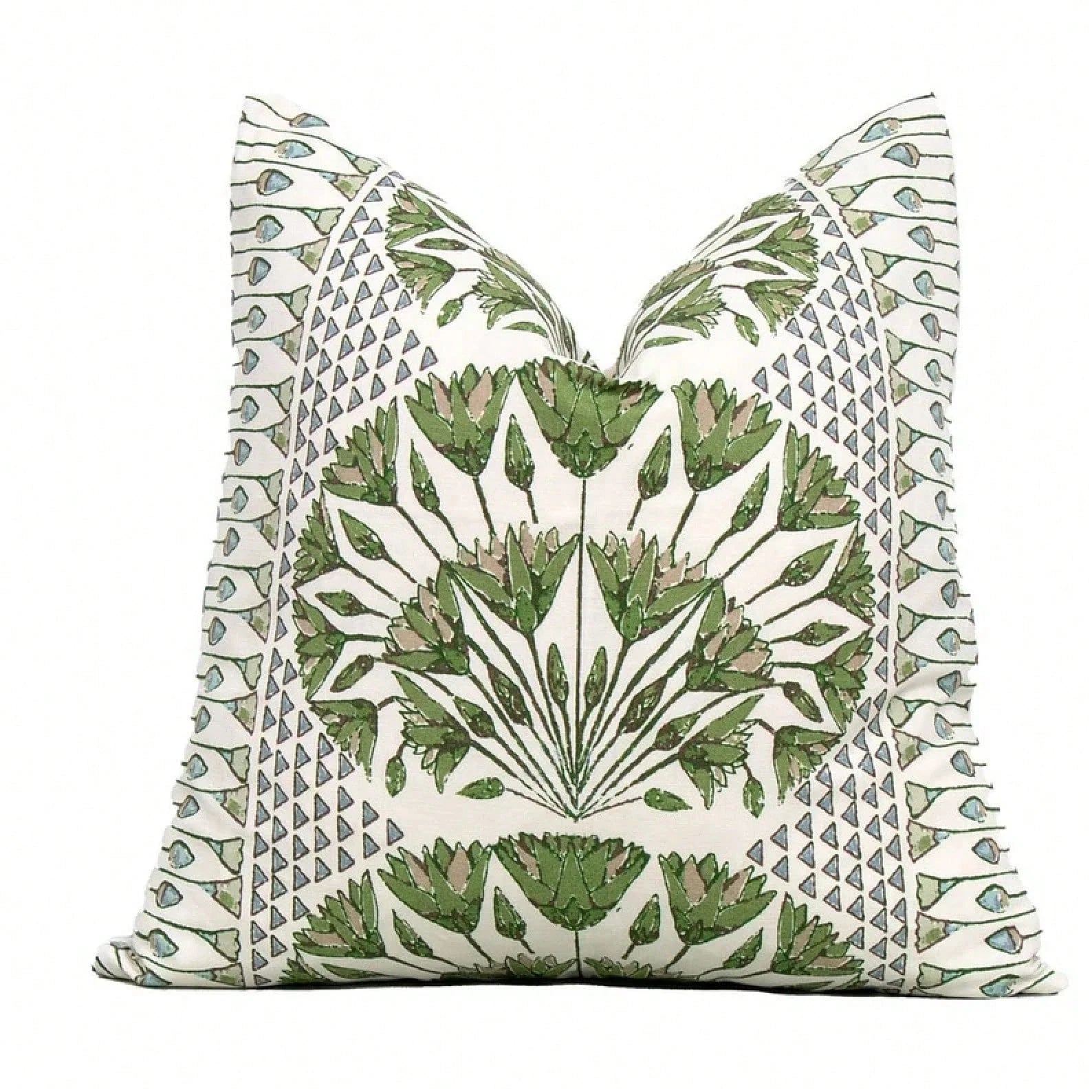 Cairo Green And White Decorative Pillow Cover 18x18 Inch, 20x20 Inch, Euro Shams, Lumbar Size, Pillow Cover