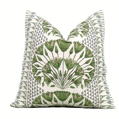 Cairo Green And White Decorative Pillow Cover 18x18 Inch, 20x20 Inch, Euro Shams, Lumbar Size, Pillow Cover