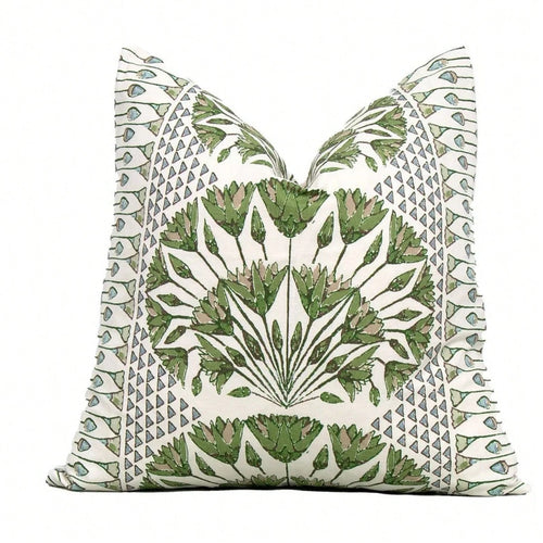Cairo Green And White Decorative Pillow Cover 18x18 Inch, 20x20 Inch, Euro Shams, Lumbar Size, Pillow Cover