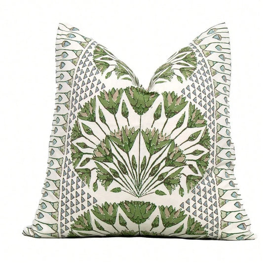 Cairo Green And White Decorative Pillow Cover 18x18 Inch, 20x20 Inch, Euro Shams, Lumbar Size, Pillow Cover