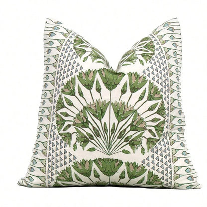 Cairo Green And White Decorative Pillow Cover 18x18 Inch, 20x20 Inch, Euro Shams, Lumbar Size, Pillow Cover