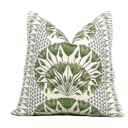 Cairo Green And White Decorative Pillow Cover 18x18 Inch, 20x20 Inch, Euro Shams, Lumbar Size, Pillow Cover