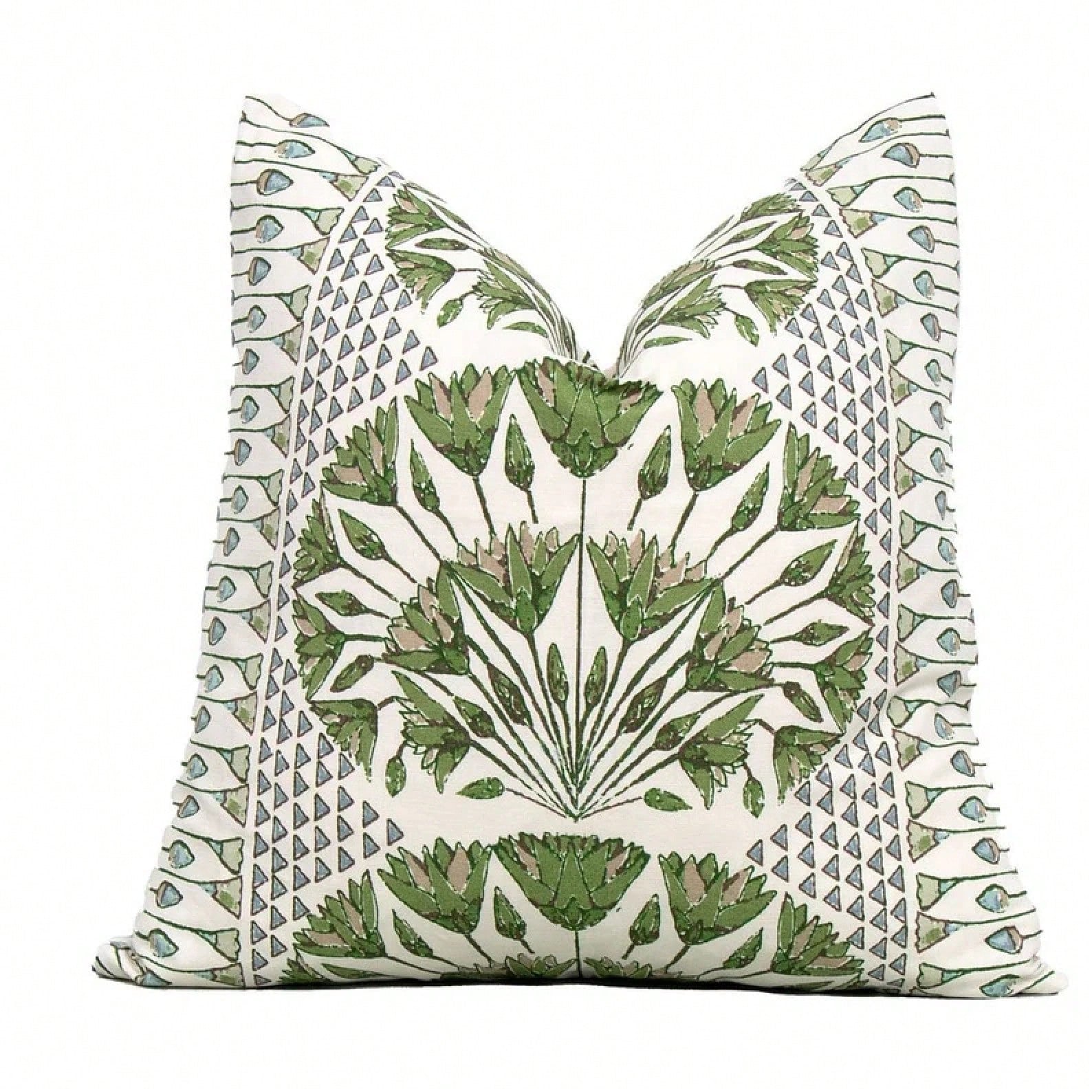 Cairo Green And White Decorative Pillow Cover 18x18 Inch, 20x20 Inch, Euro Shams, Lumbar Size, Pillow Cover