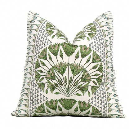 Cairo Green And White Decorative Pillow Cover 18x18 Inch, 20x20 Inch, Euro Shams, Lumbar Size, Pillow Cover