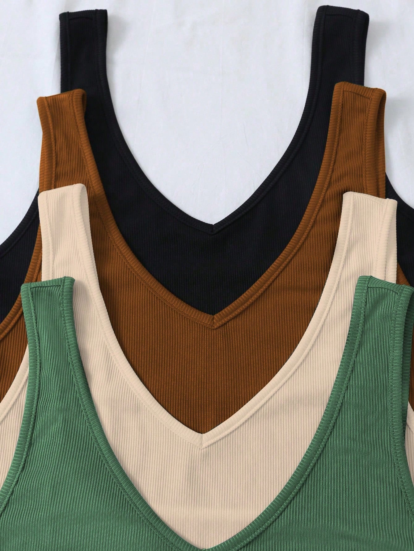 Calvaya Plus Size Solid Color V-Neck Slim Fit Tank Top