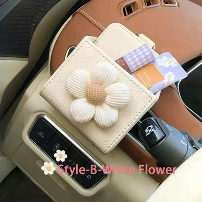 Car Air Vent Storage Bag, Car Phone Organizer Hanging Bag, Car Storage Box (Random Black & White Clips Shipped)