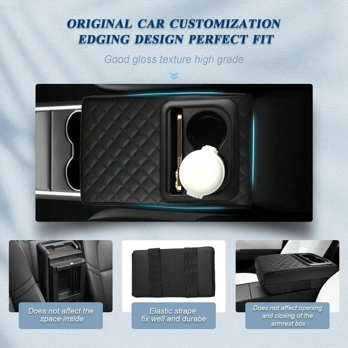 Car Armrest Pad With 2 Cup Holders, PU Leather Car Central Armrest Cushion, Portable Car Armrest Pillow Cover, Elevation Pad, Gift For Girlfriend