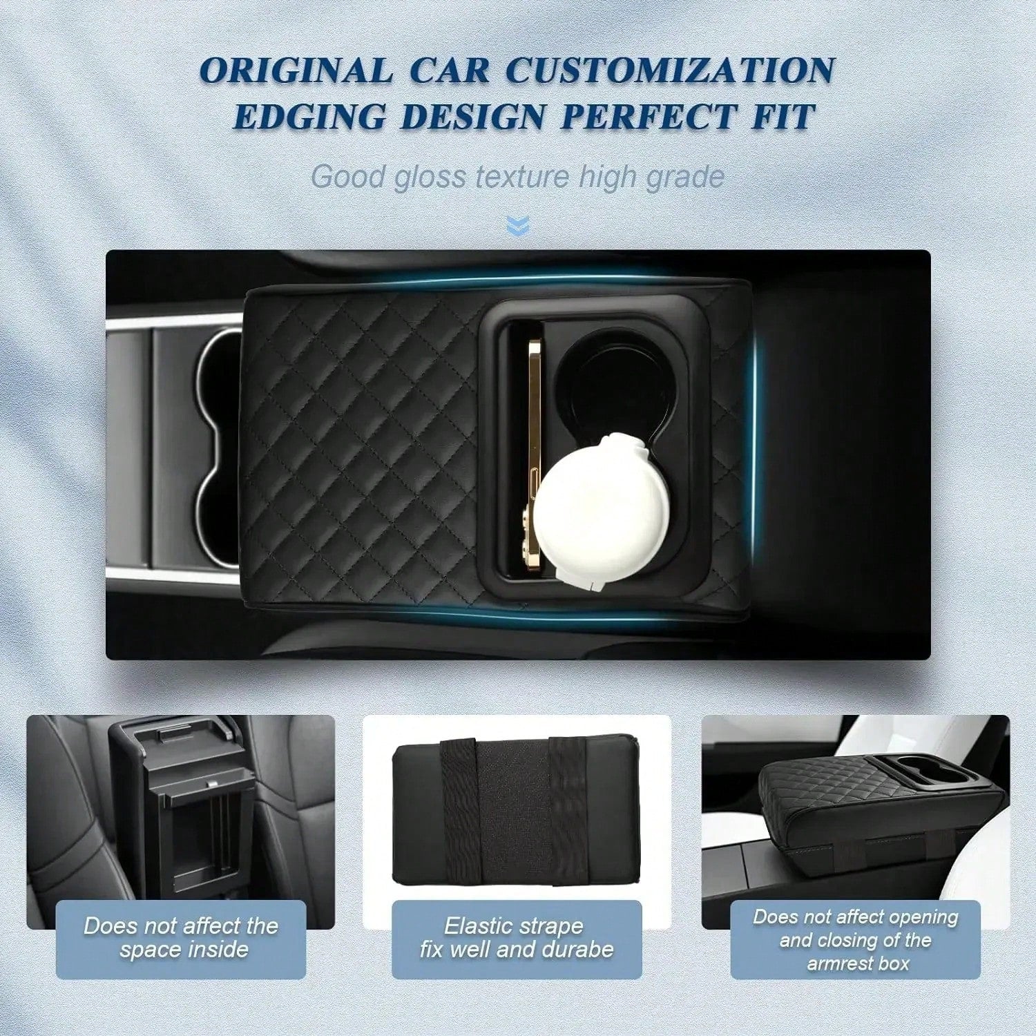 Car Armrest Pad With 2 Cup Holders, PU Leather Car Central Armrest Cushion, Portable Car Armrest Pillow Cover, Elevation Pad, Gift For Girlfriend