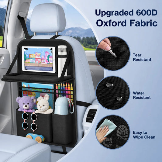 Car Back Seat Multi-Function Storage Organizer Bag With Foldable Tray, Tablet & Phone Holder, Multi-Pocket Car Seat Back Organizer Storage Bag, Suitable For Sedan, SUV, Travel And Daily Storage