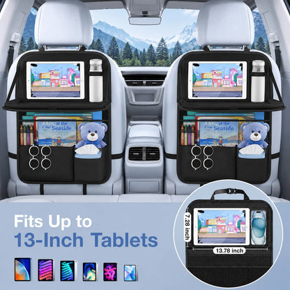 Car Back Seat Multi-Function Storage Organizer Bag With Foldable Tray, Tablet & Phone Holder, Multi-Pocket Car Seat Back Organizer Storage Bag, Suitable For Sedan, SUV, Travel And Daily Storage