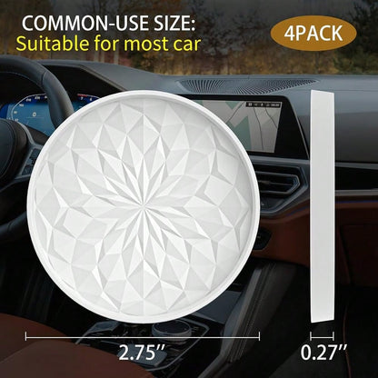 Car Coasters For Cup Holders [4 Pack]- 2.75In Silicone Auto Mug Mats- Universal Non-Slip Recessed Car Interior AccessoriesWhite