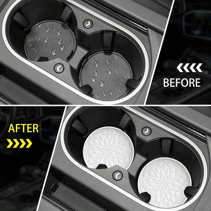 Car Coasters For Cup Holders [4 Pack]- 2.75In Silicone Auto Mug Mats- Universal Non-Slip Recessed Car Interior AccessoriesWhite