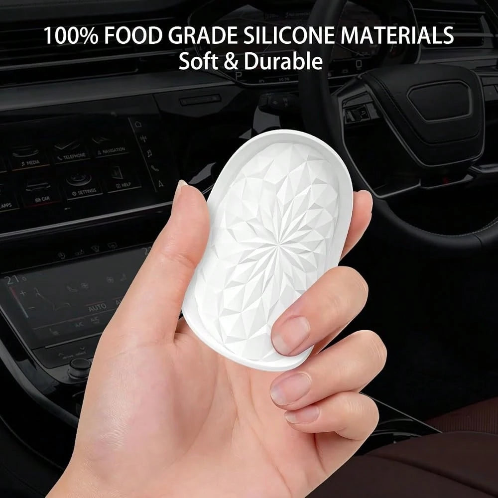 Car Coasters For Cup Holders [4 Pack]- 2.75In Silicone Auto Mug Mats- Universal Non-Slip Recessed Car Interior AccessoriesWhite