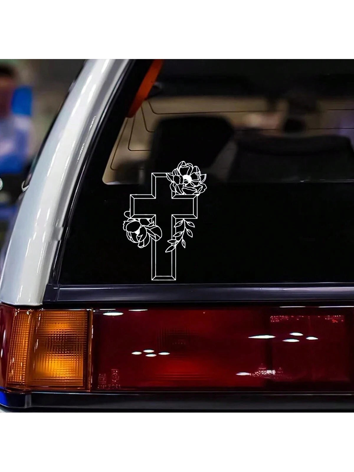 Car Cross Decal Faith Bumper Decal Cross Floral Sticker For Car,Laptop,Bottle Etc.