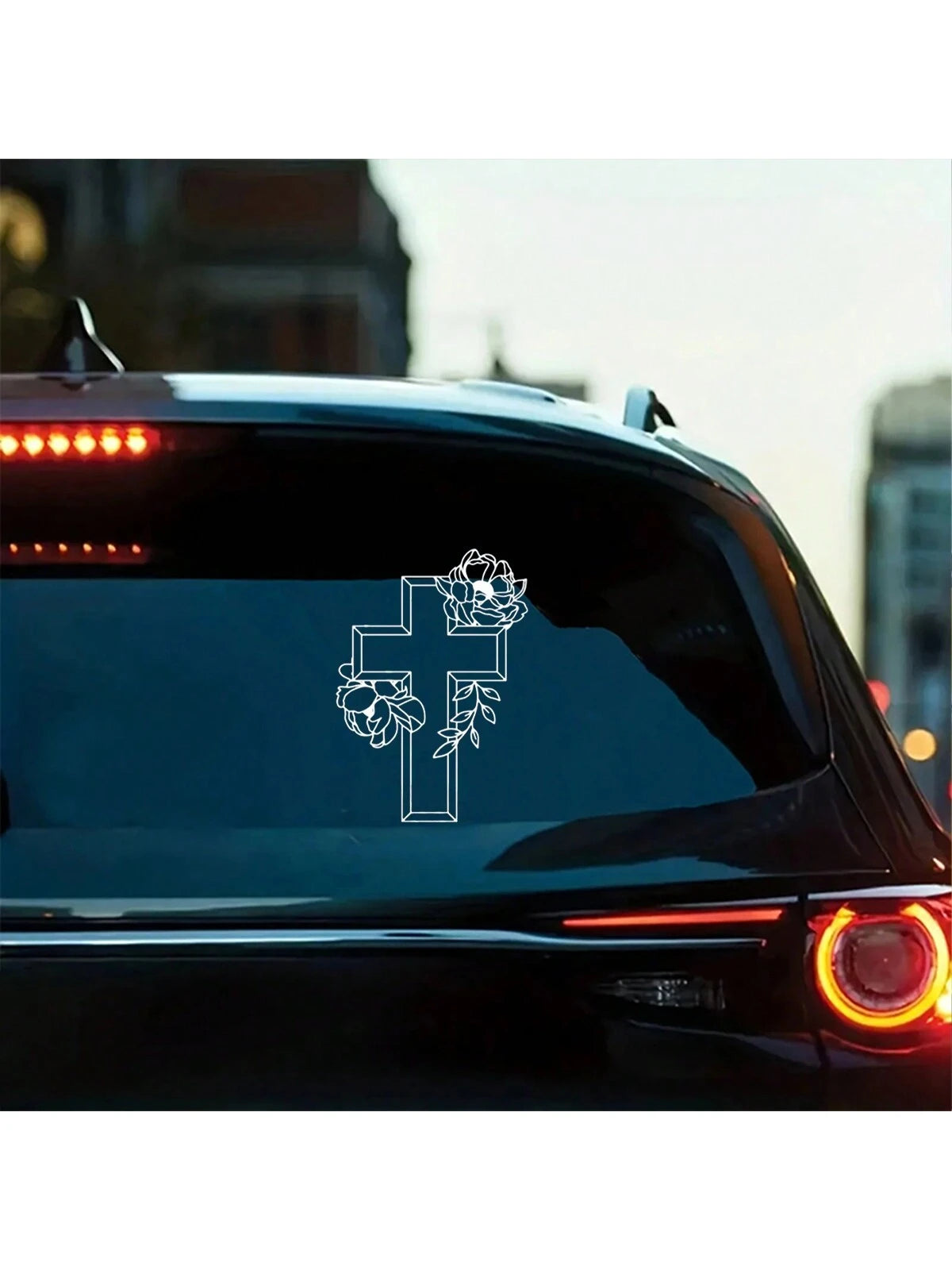 Car Cross Decal Faith Bumper Decal Cross Floral Sticker For Car,Laptop,Bottle Etc.