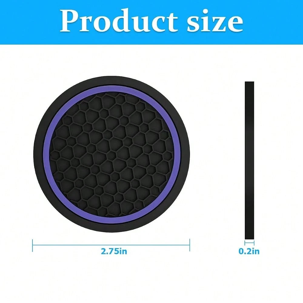 Car Cup Holder Coasters, 2.75 Inch Non-Slip Insert Water Bottle Holder Pads, Dustproof Automotive Interior Accessories Mat, Universal F