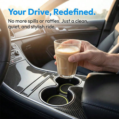 Car Cup Holder Coasters 2.76\ PVC Anti-Slip Inserts Black/Yellow| Textured Surface, Shock Absorption, Dust Protection, Easy To Clean
