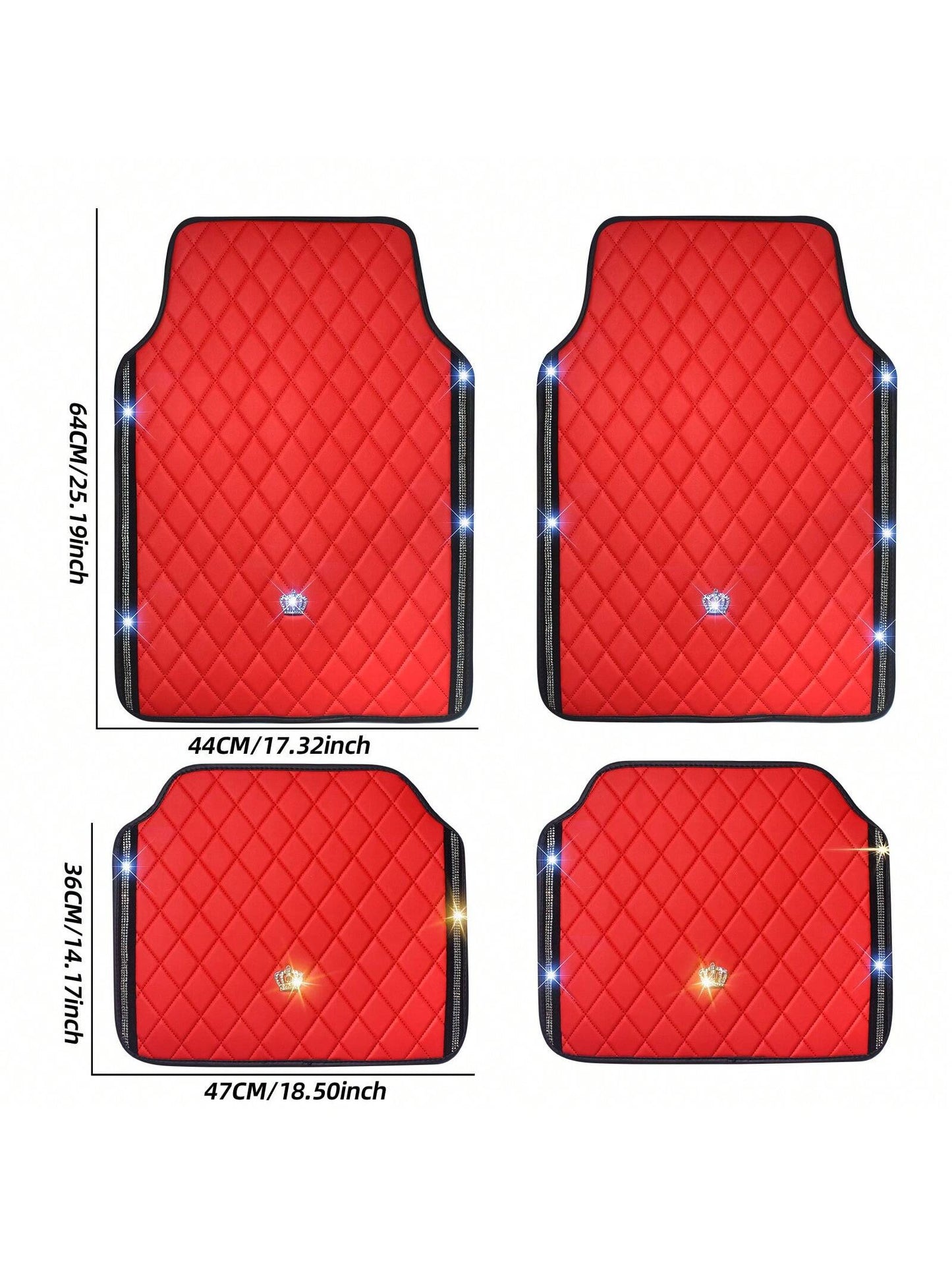 Car Floor Mat For Most SUVs And Sedans,Bling Diamond Car Floor Mats,Full Leather Floor Mats Floor Liners Set All Weather Heavy Duty Odorless And Simply Place
