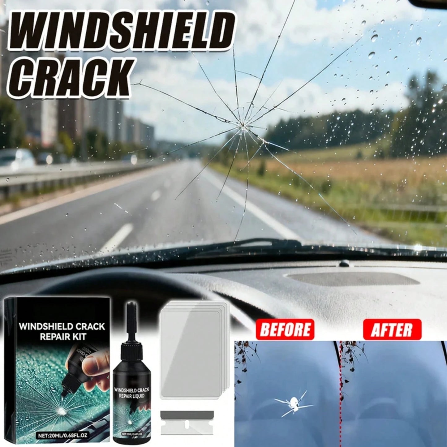 Car Glass Crack Repair Car Window Scratches Repair Automobile Windshield Broken Repair Automobile Windscreen Restoration