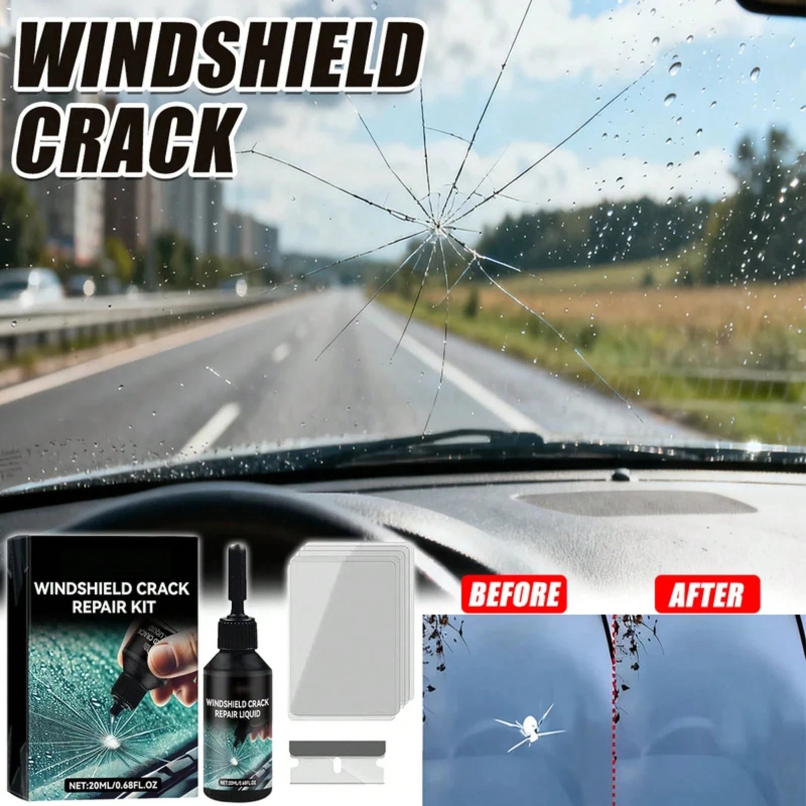 Car Glass Crack Repair Car Window Scratches Repair Automobile Windshield Broken Repair Automobile Windscreen Restoration