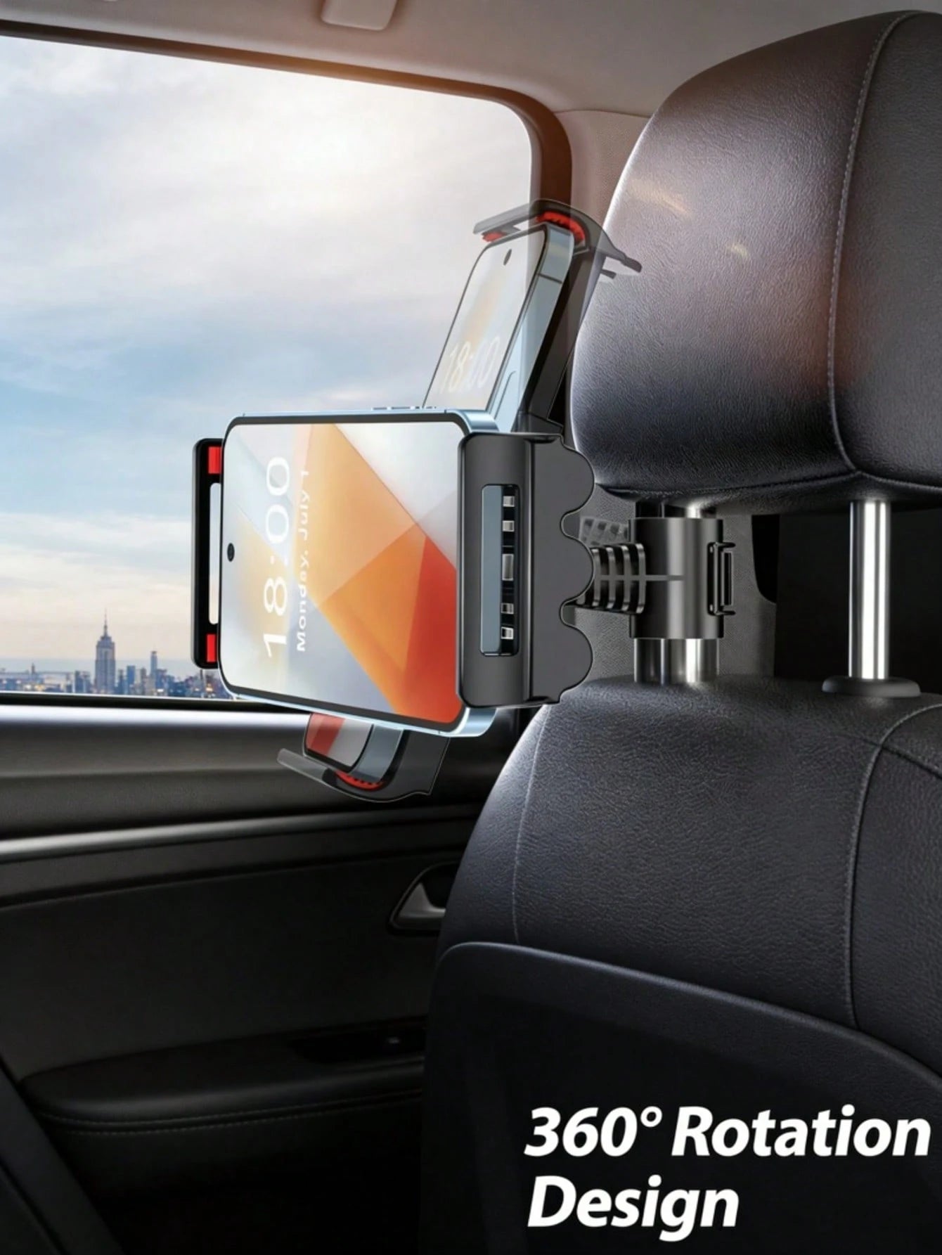 Car Headrest Tablet Phone Mount Holder, 360° Rotatable Back Seat Device Stand For Kids, Toddler Road Trip Entertainment Car Seat Accessory