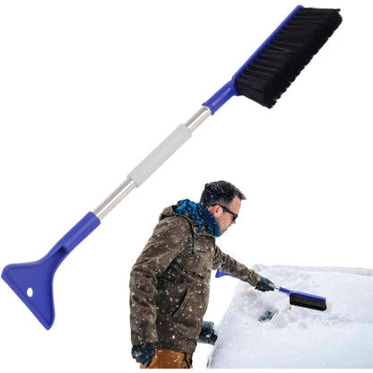 Car Ice Scraper- Snow Brush Car, Snow Shovel Brush| Auto Snow Windshield And Roof Cleaner, Snow Brush Combo With Extendable Handle Grip, Lightweight Winter Tool Auto Snow Removal Accessory For