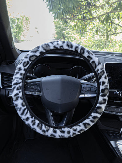 Car Interior Accessories Set Includes Leopard Print Steering Wheel Cover, Seat Belt Shoulder Pads, Gear Shift Knob Cover, Handbrake Cover, Armrest Pad And Other Non-Slip Durable Decorations, Suitable