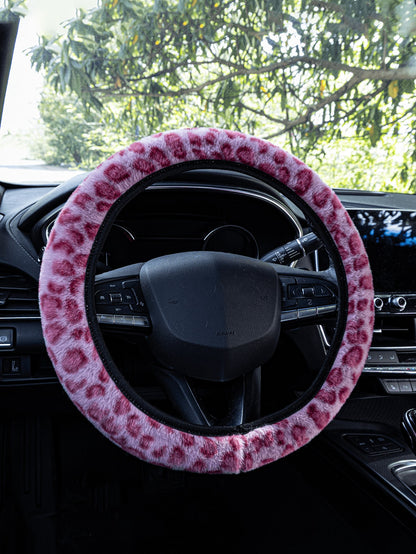 Car Interior Accessories Set Includes Leopard Print Steering Wheel Cover, Seat Belt Shoulder Pads, Gear Shift Knob Cover, Handbrake Cover, Armrest Pad And Other Non-Slip Durable Decorations, Suitable