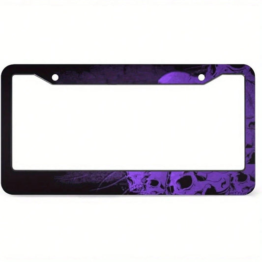 Car Licenses Plate Covers Holders Frames Purple Skulls Metal Auto Decor License Plate Frame Car Accessories With 2 Holes Universal Standard 12 X 6 Inches For Women & Men