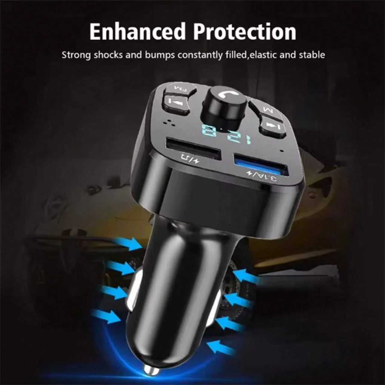Car MP3 Player Dual USB Fast Charging Adapter, FM Transmitter, Bluetooth 5.0 Compatible, U Disk Plug, Car Charger Kit For Daily Commute, Long-Distance Driving