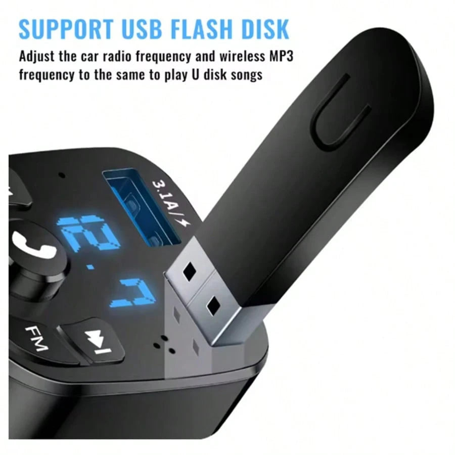 Car MP3 Player Dual USB Fast Charging Adapter, FM Transmitter, Bluetooth 5.0 Compatible, U Disk Plug, Car Charger Kit For Daily Commute, Long-Distance Driving